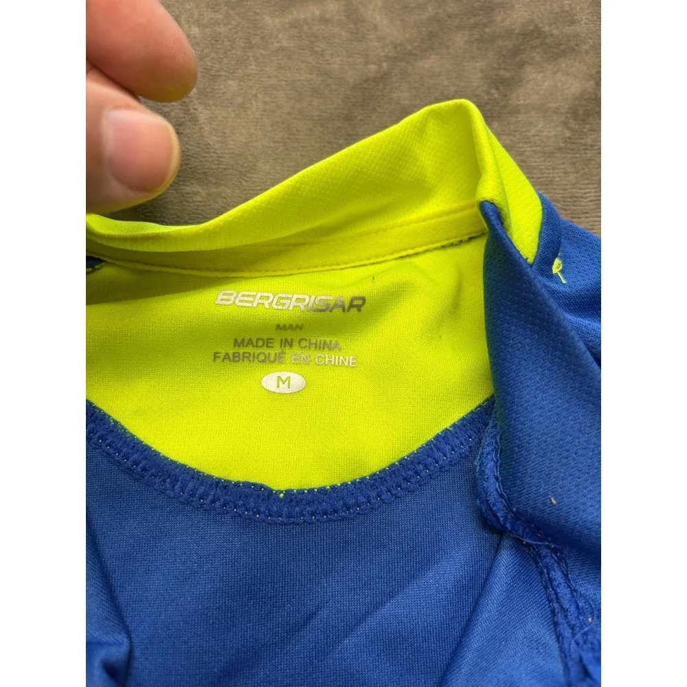 BERGRISAR Men's‎ Blue Yellow Cycling Jersey Short Sleeve Zipper M